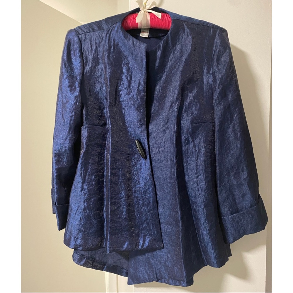 Joseph Ribkoff Metallic Navy Blue Blazer/Cardigan/Shall unique piece, medium